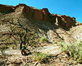 Formaciones rocosas rojizas en Parque Nacional Sierra de las Quijadas